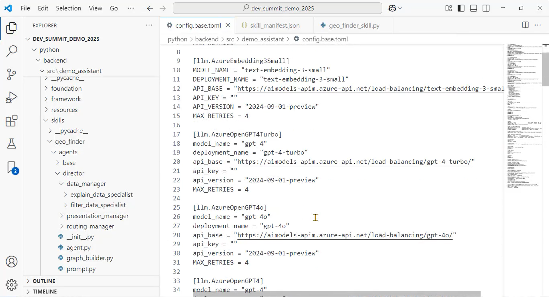 The app's base configuration file that defines its settings.