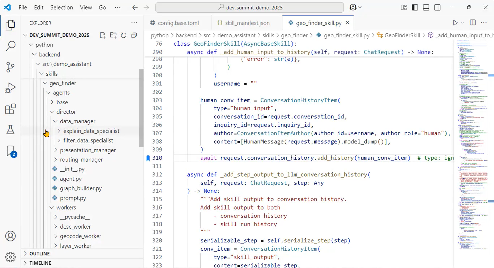 The custom AI skill employs a multi-agent framework.