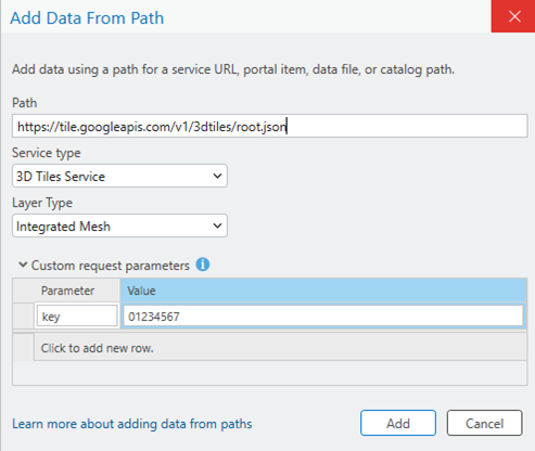 Add Data From Path dialog