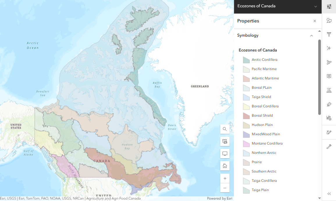 Ecozones of Canada map layer