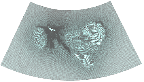 An example of the warped grid used when generating a cartogram