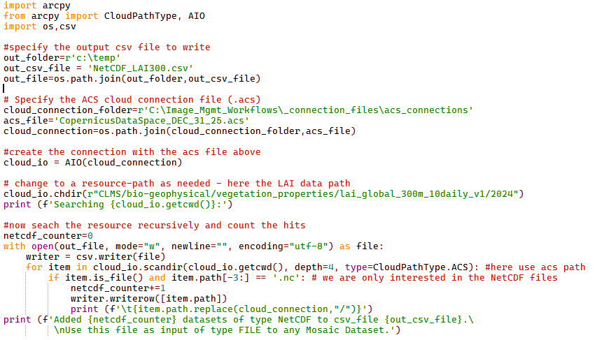 Create a csv files of NetCDF paths