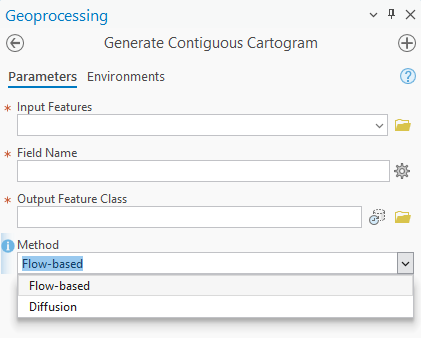 Generate continguous cartogram tool dialog