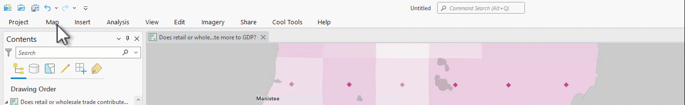 GIF showing how to minimize the ArcGIS Pro ribbon
