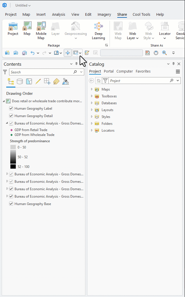 GIF showing a custom pane set in ArcGIS Pro