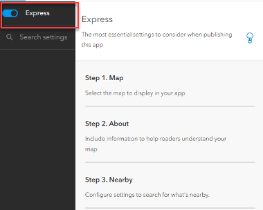 Express toggle in app configuration