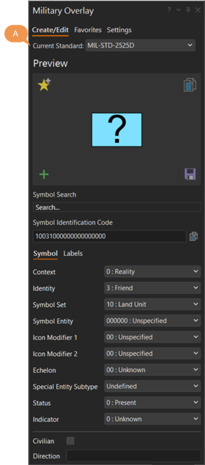 Military Overlay on Create/Edit tab.