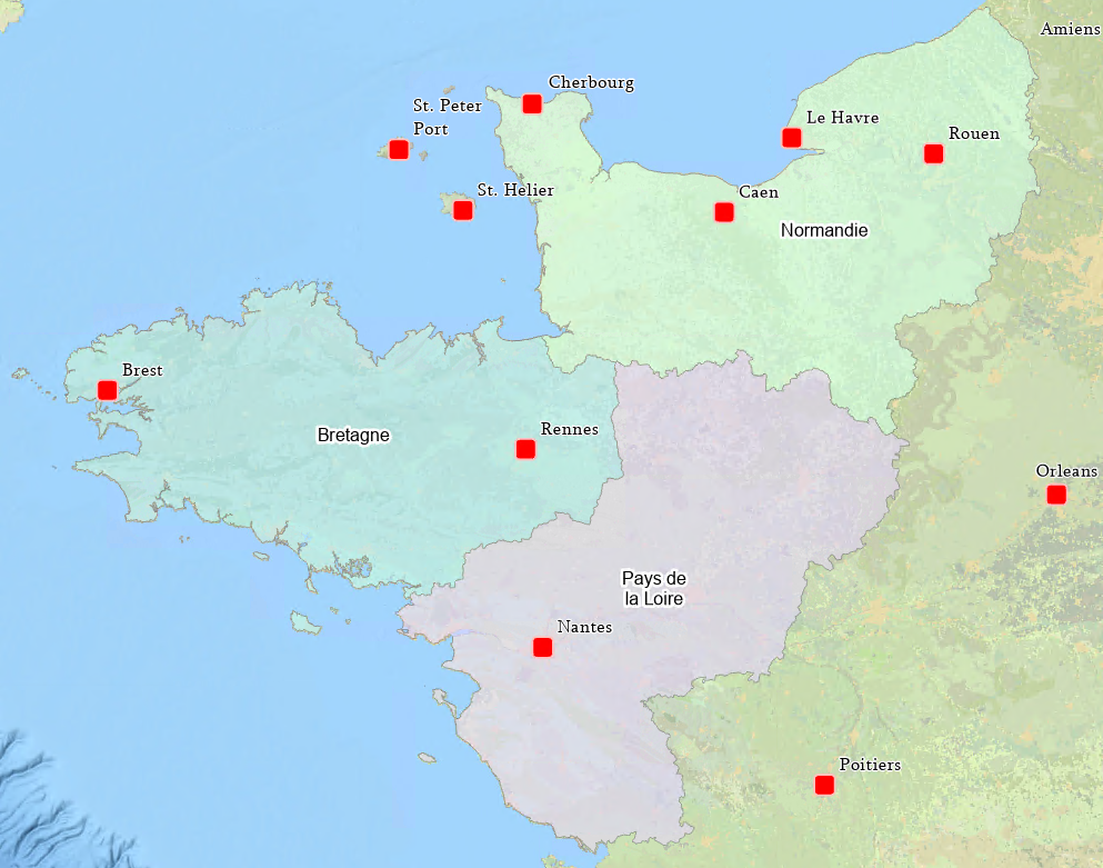 A map of northwest France