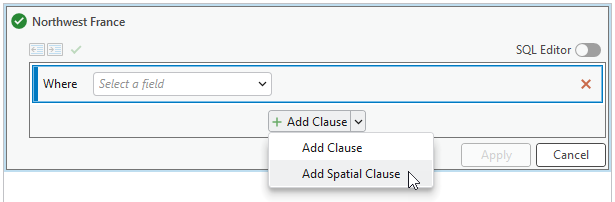 The "Add Spatial Clause" command in ArcGIS Pro 3.5.