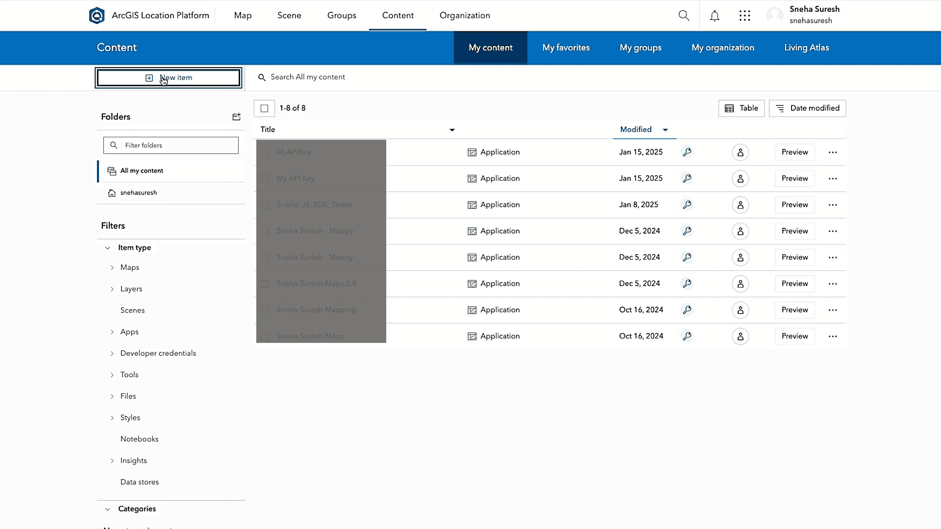 A GIF explaining how to create an API key with an ArcGIS Location Platform Account