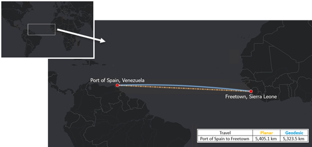 WGS 1984 Equidistant Cylindrical (standard parallel=0) example
