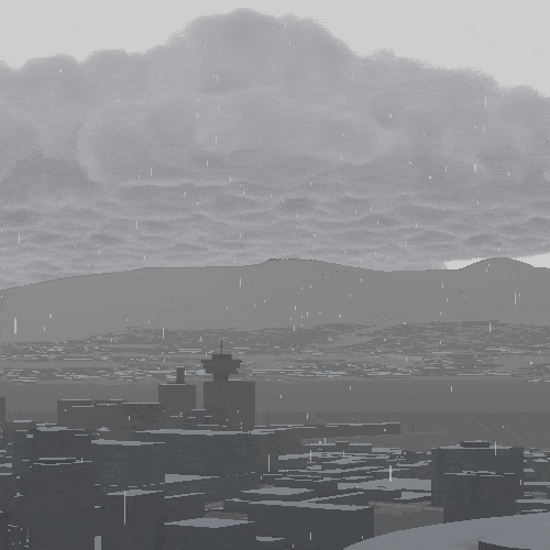 Animation showing rain and clouds moving