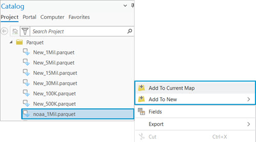 Add a Parquet file to map