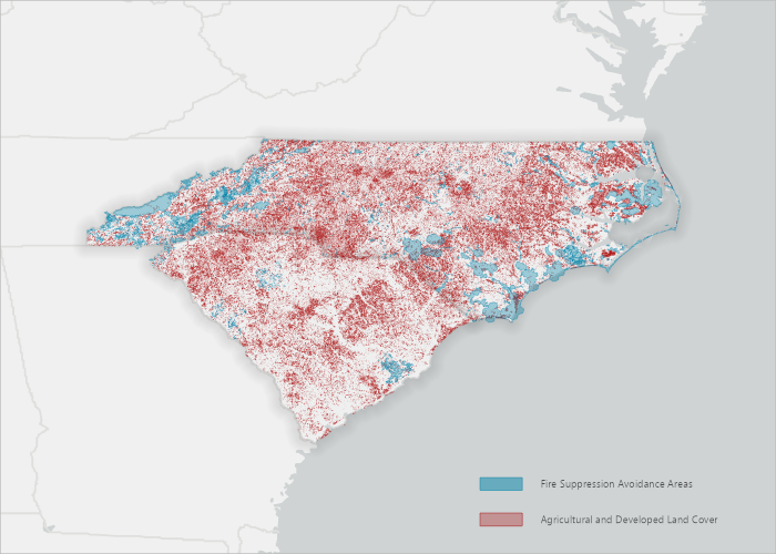Venus Flytrap habitat threats and fire suppression avoidance areas