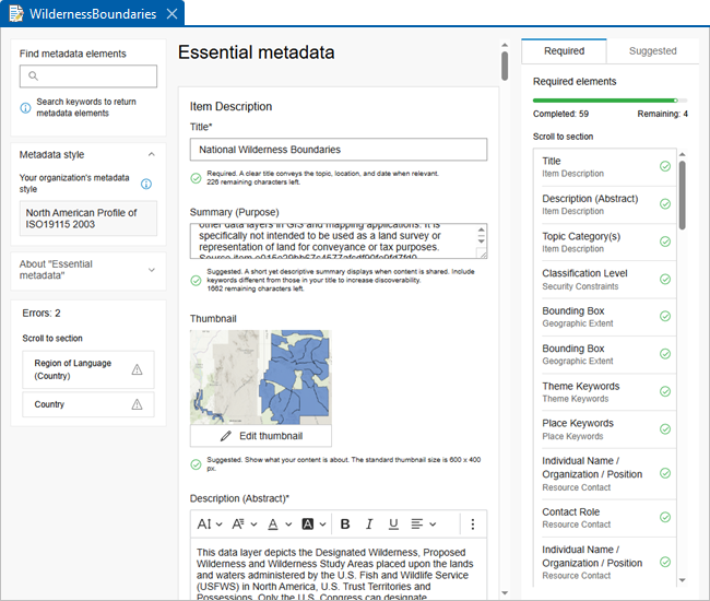 metadat editor interface