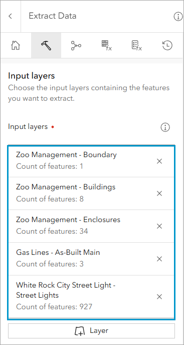 The Extract Data tool - Multiple layers input