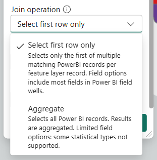 Join operation menu is shown with options Select first row only and Aggregate.