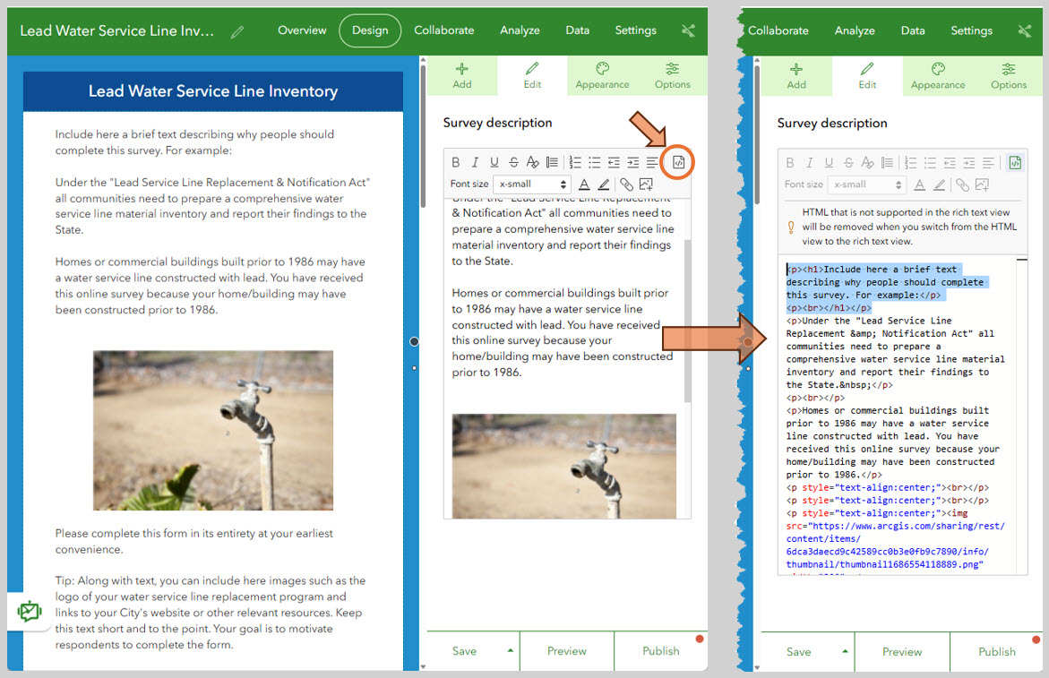 HTML Editor for text elements