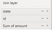 The Join layer field well is showing fields state, id and Sum of amount.