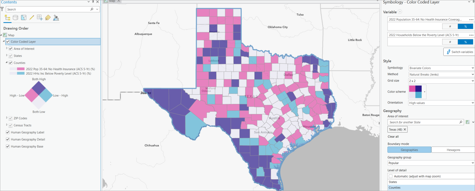 Bivariate map in Business Analyst Pro