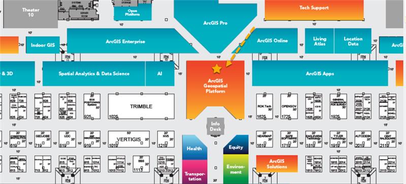 map of booths at Esri UC Expo