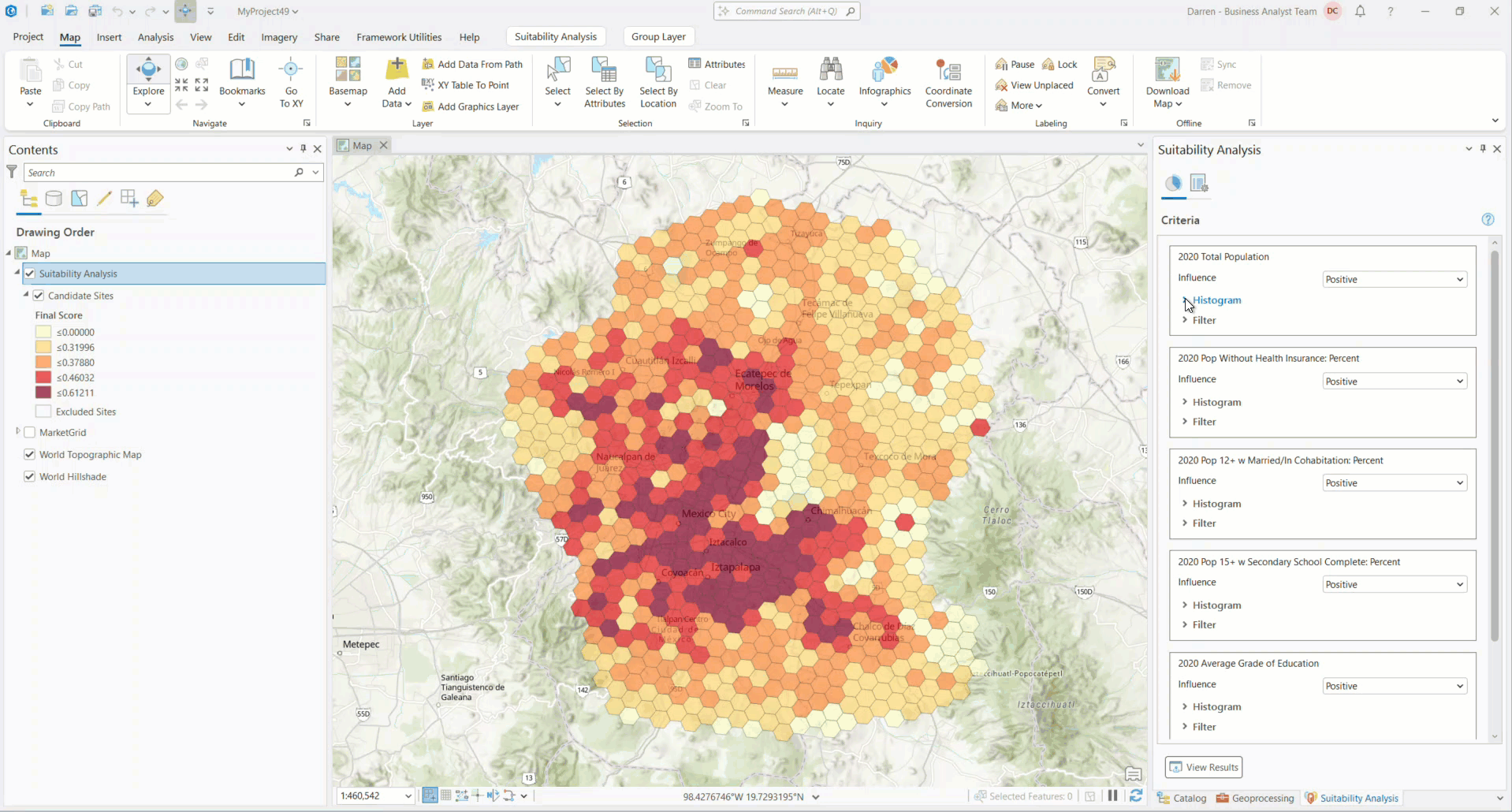 Applying criteria filter to remove candidates from analysis.