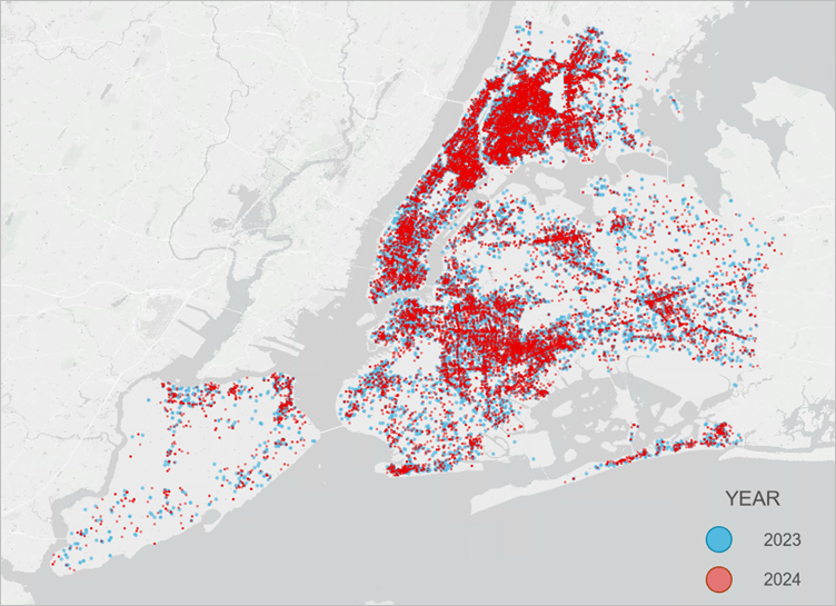 NYPD SQF points for 2023 and 2024