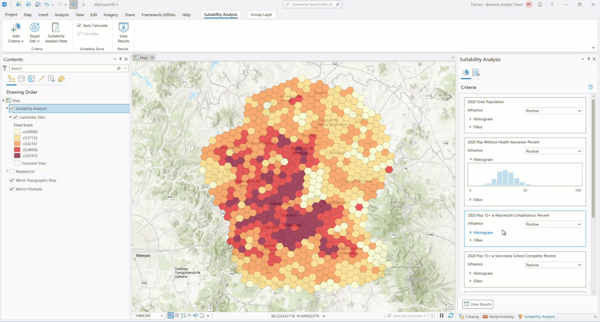 Dragging and dropping of criterion boxes to re-order presentation in Criteria Pane.