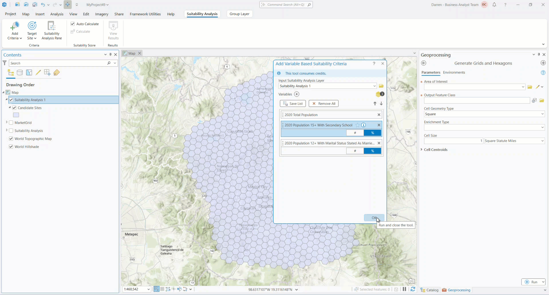 Suitability Analysis pane automatically opening when criteria is added.