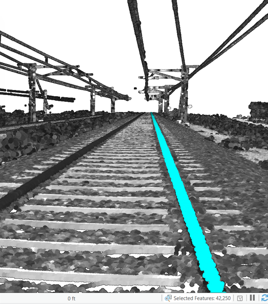 Figure 3: Selected rail points drawn in cyan.