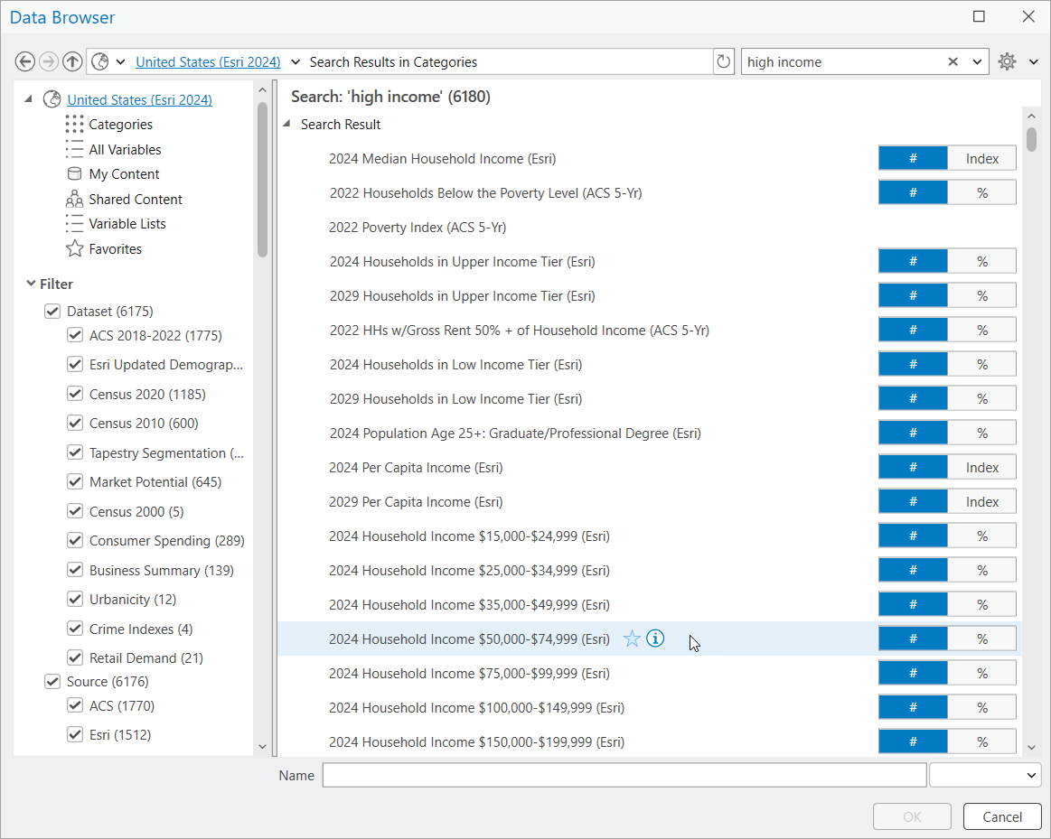 semantic search in data browser