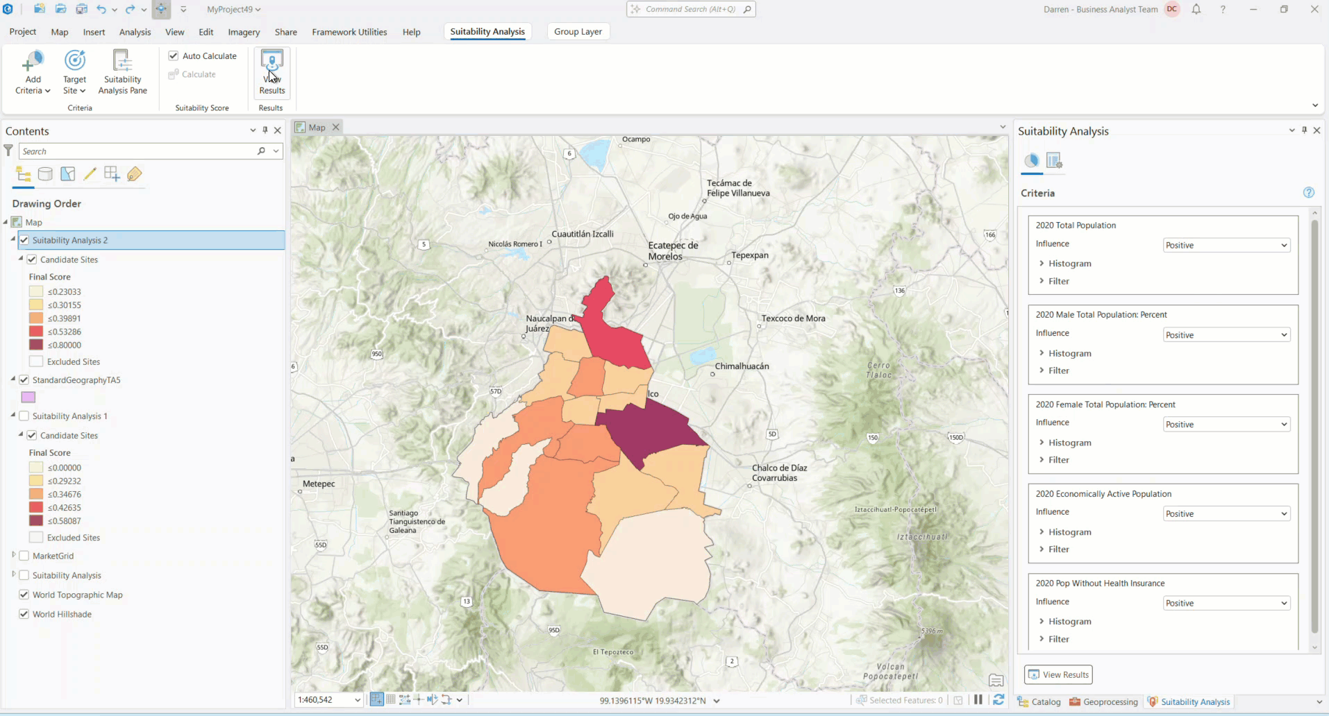 Changing display field to update bar labels in results pane chart.
