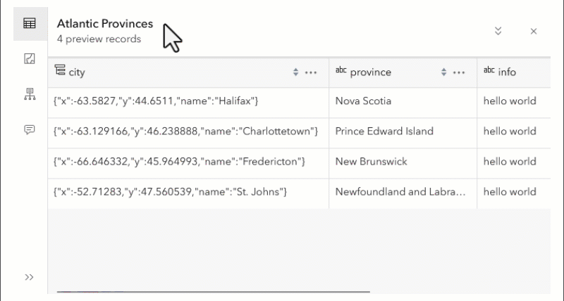 Complex schema preview experience in ArcGIS Data Pipelines