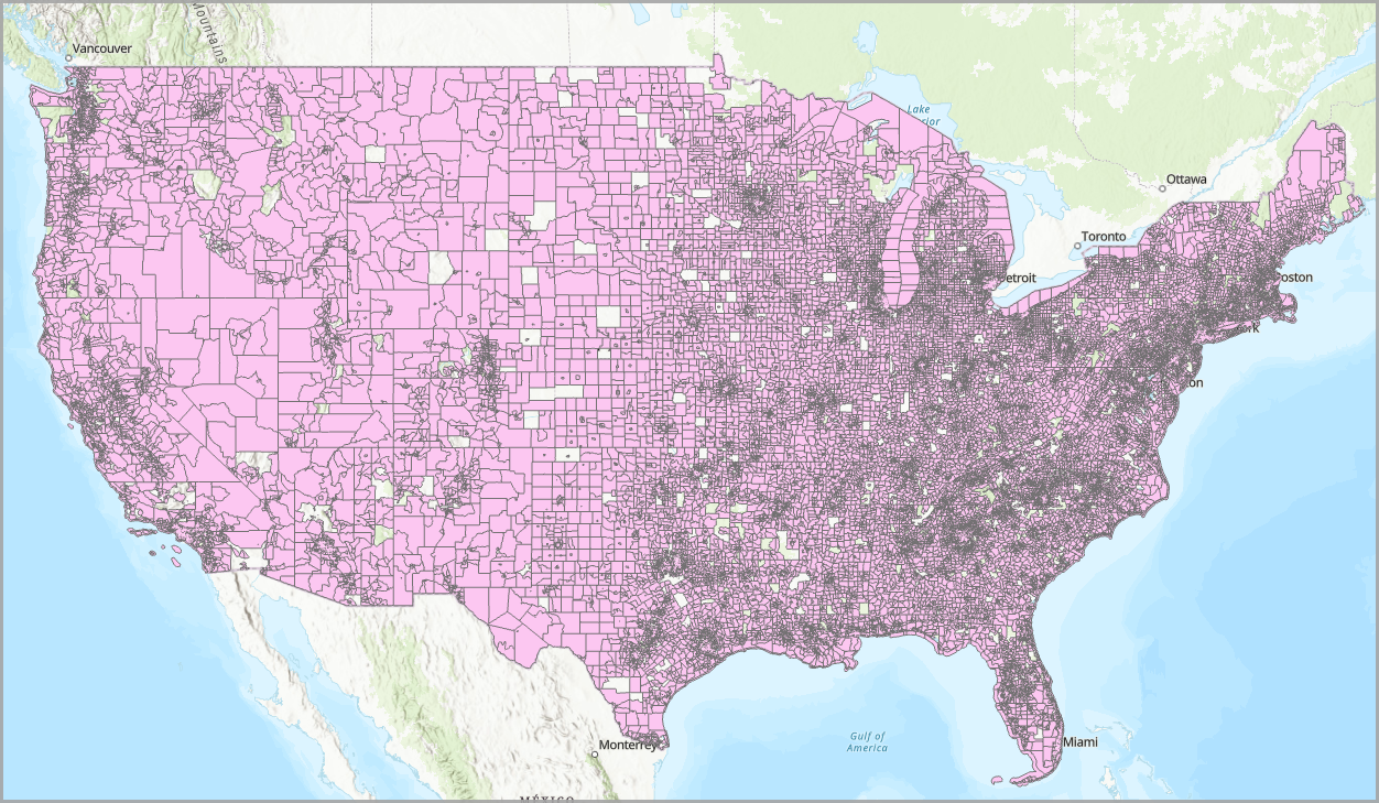 Map US census tracts.