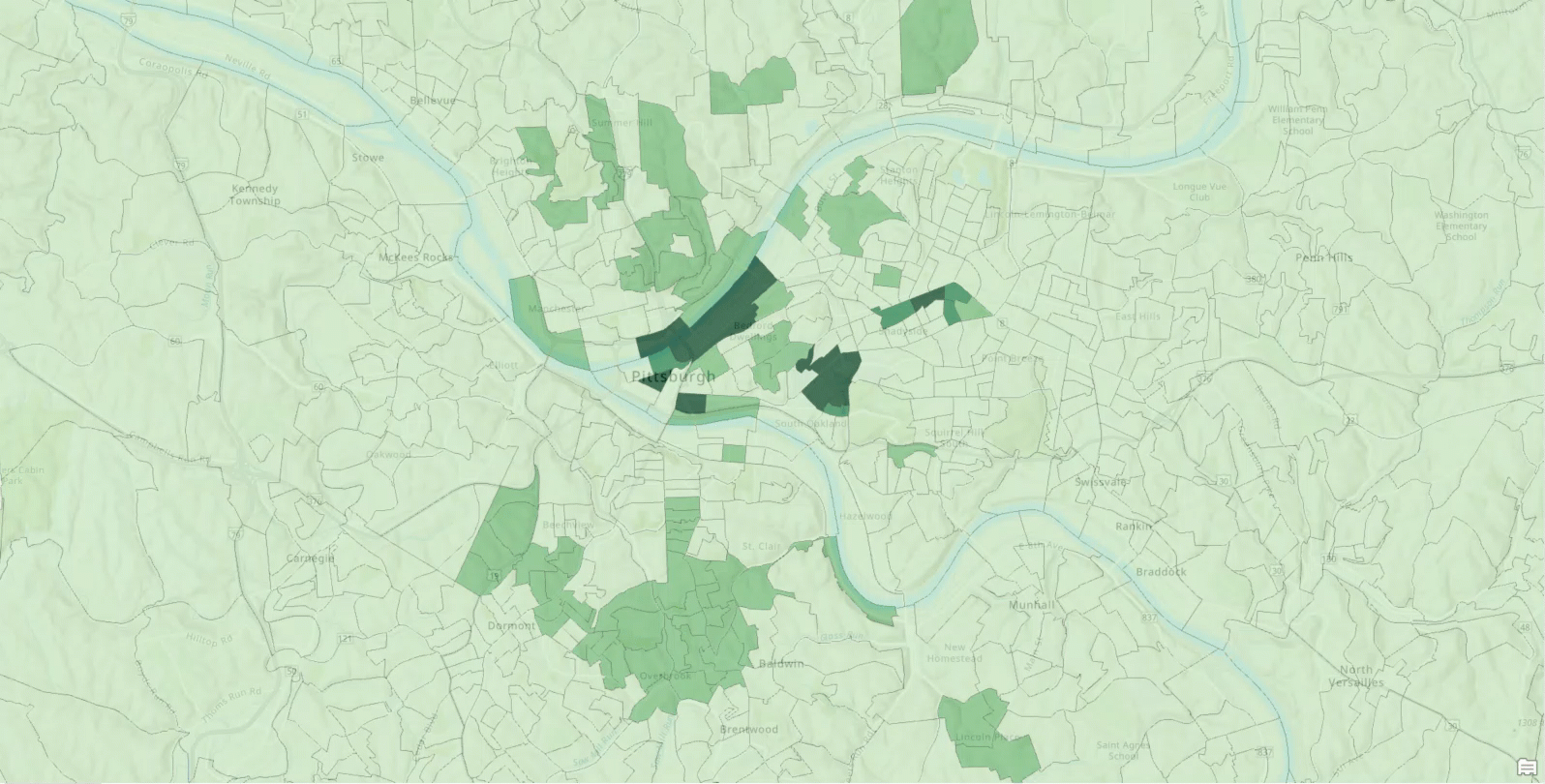 Animation showing dominant Tapestry segments in Pittsburgh block groups