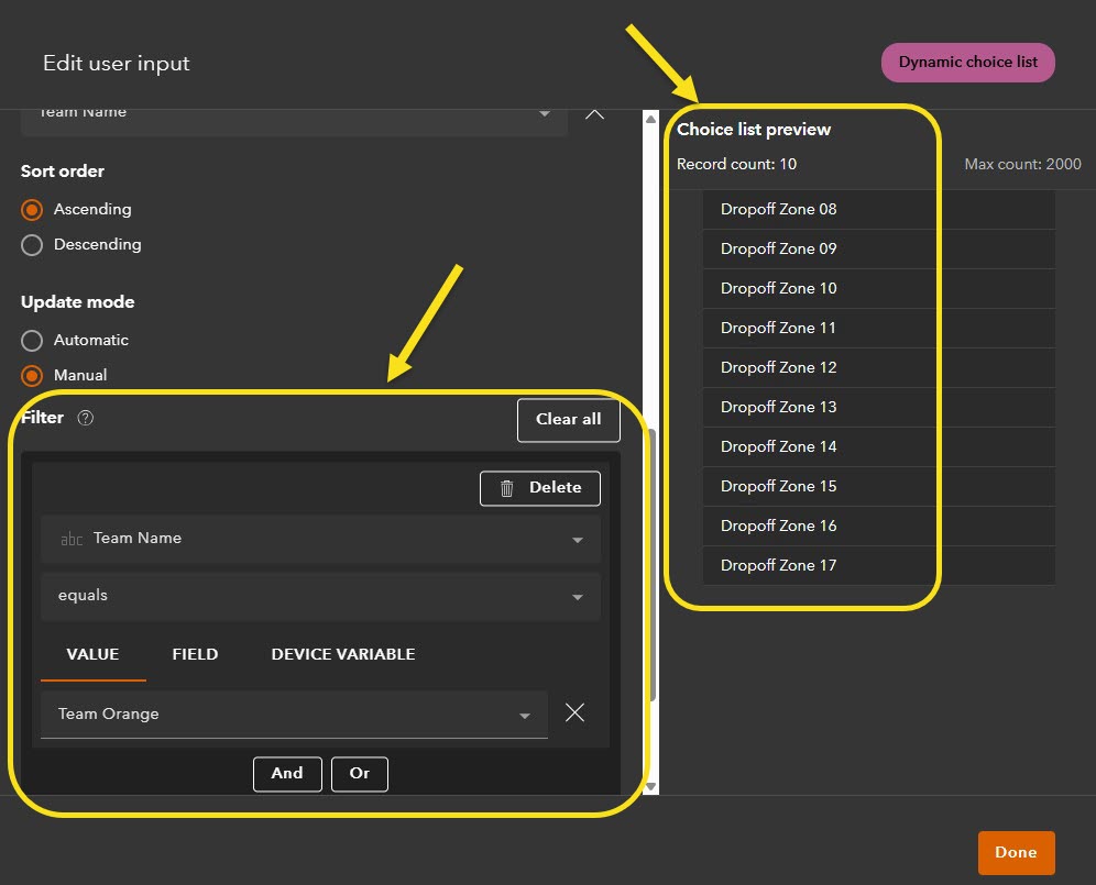 Dynamic Choice List Filter and Preview
