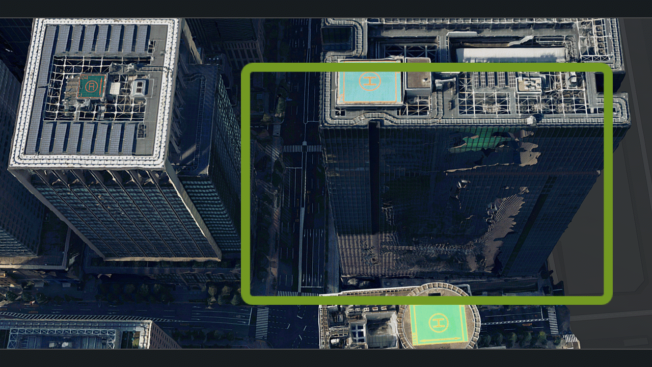 Building facade highlighting before after
