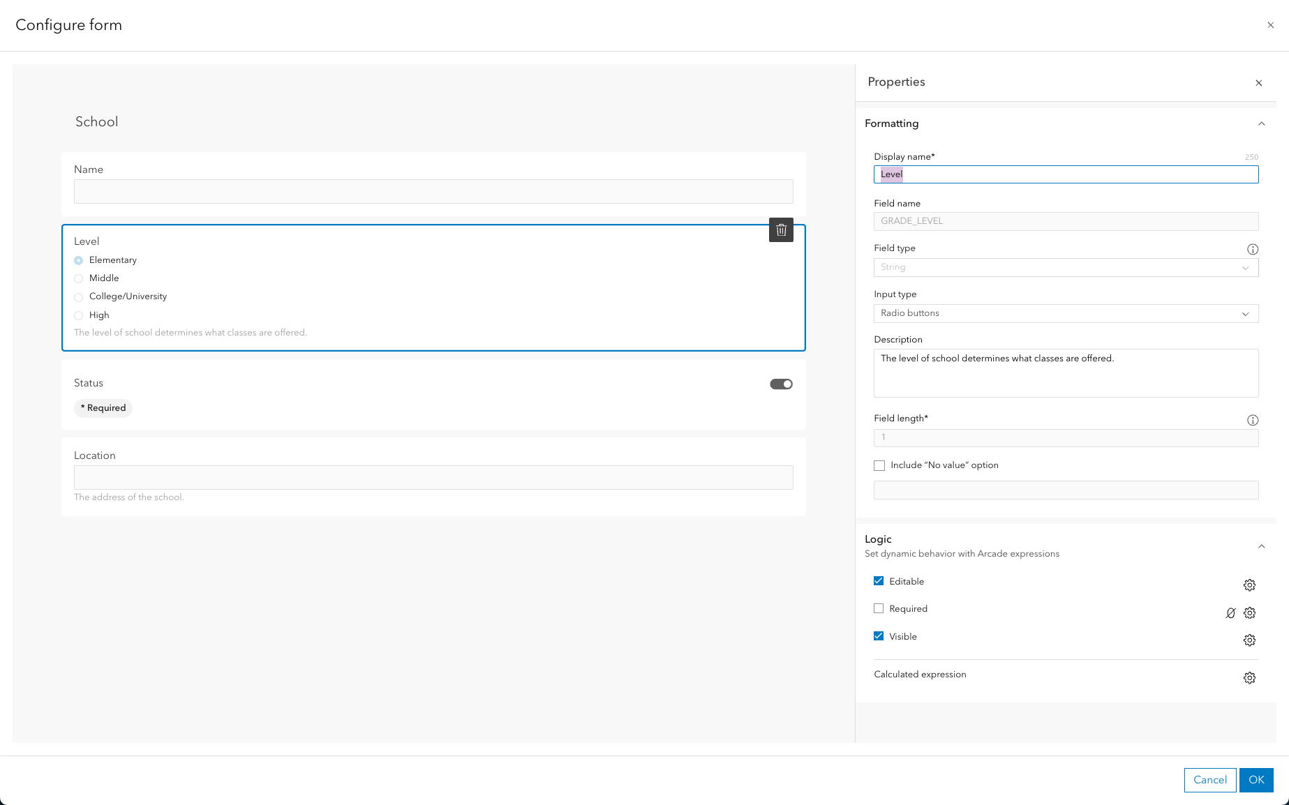 Smart form configuration in map viewer