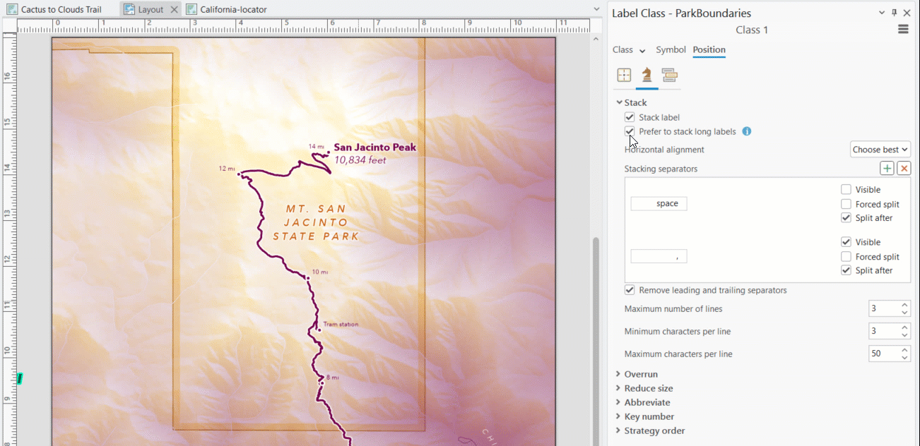 GIF of map label position settings