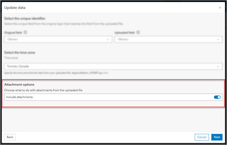 Image shows the new "include attachments" toggle.