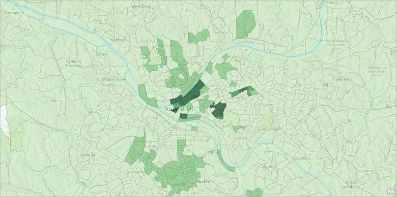 Color-coded layer of sales data
