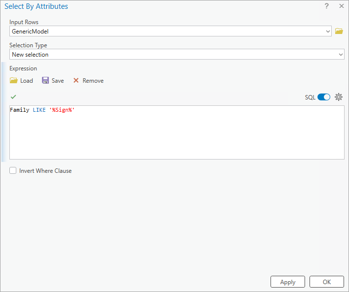 Select By Attribute Geoprocessing Tool