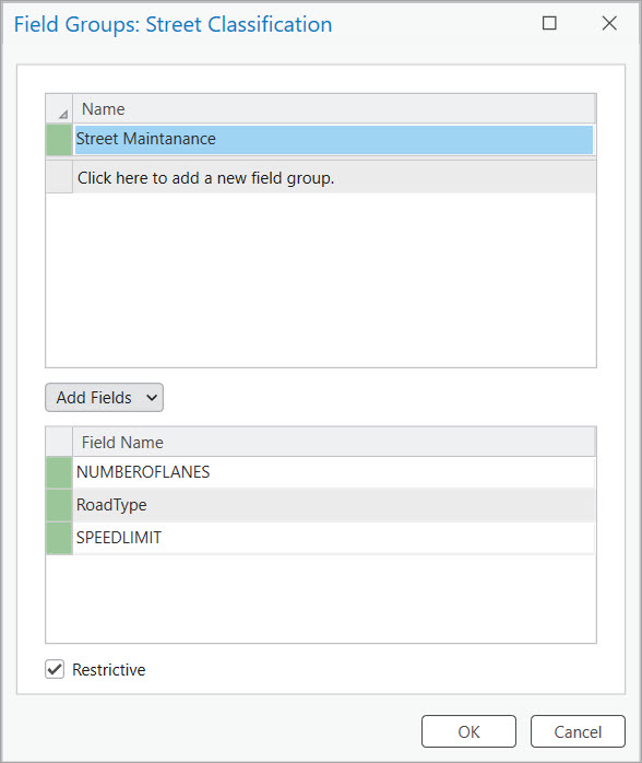 Create a new field group in the Street feature class