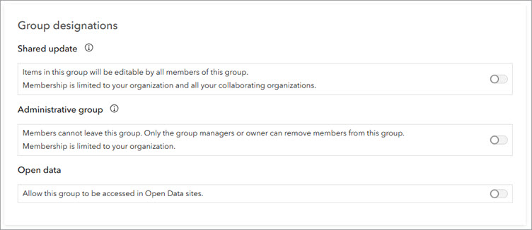 Group designations section of Create a group window.
