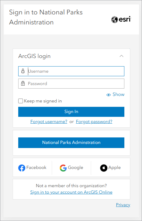 Default organization sign-in page