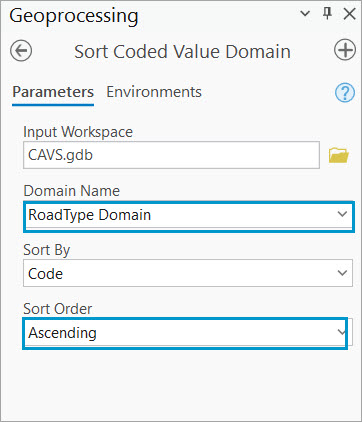 Sort Coded Value Domain geoprocessing tool