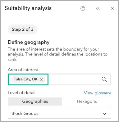 Set the area of interest.