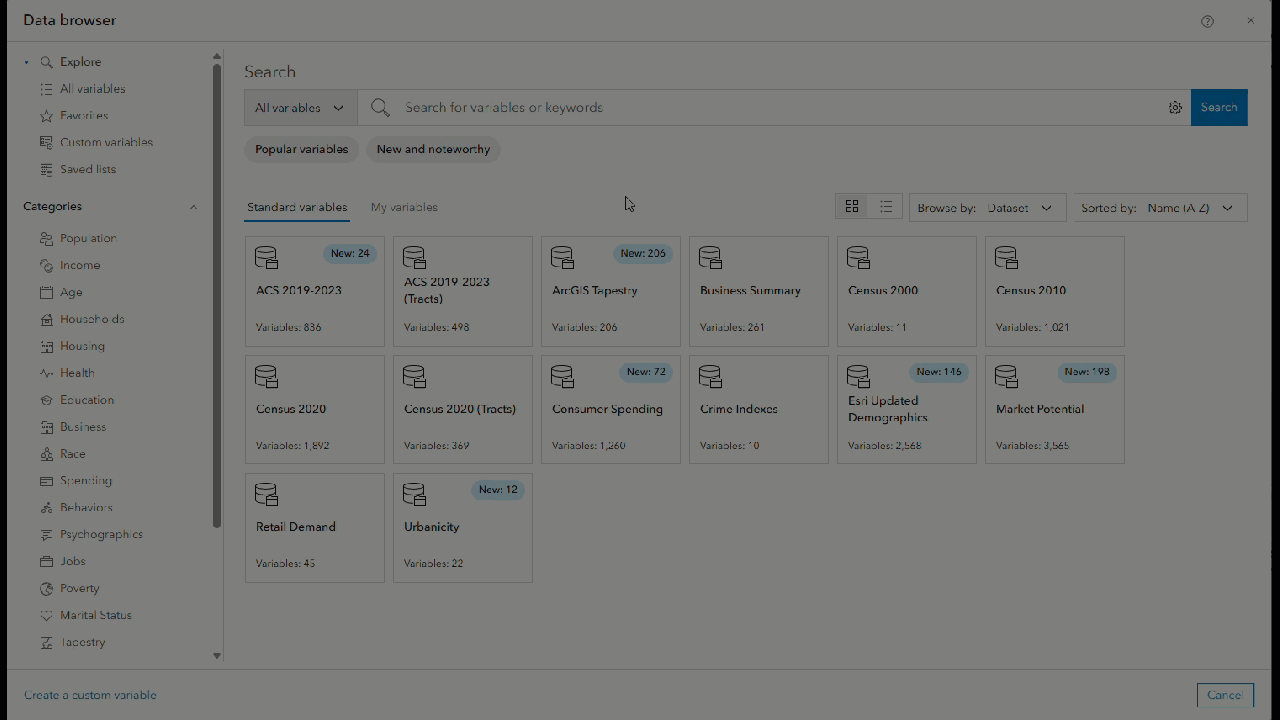 Browse the Tapestry data.