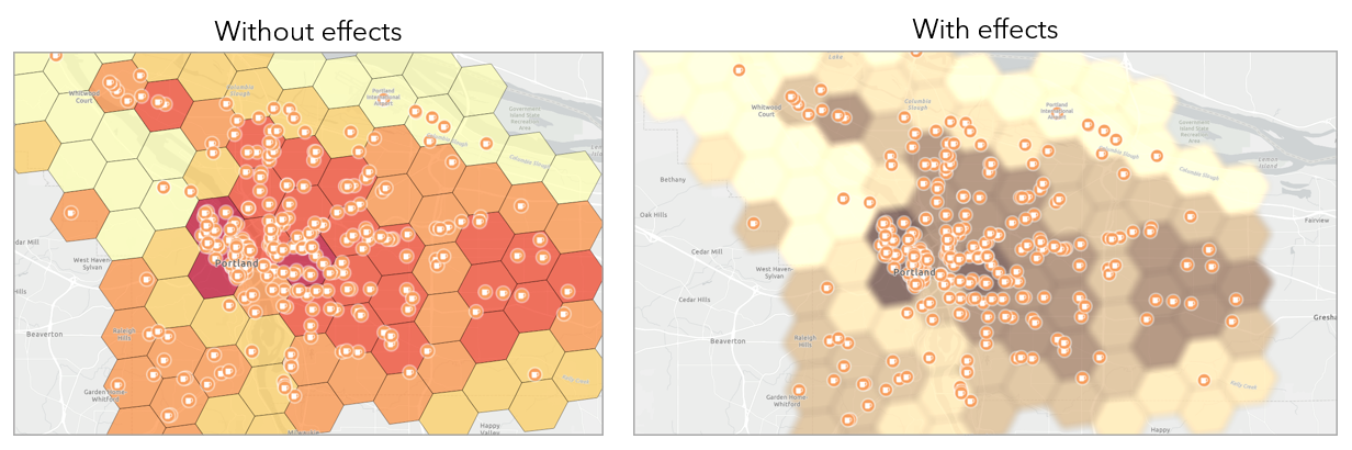 Apply an effect to the color-coded map layer.