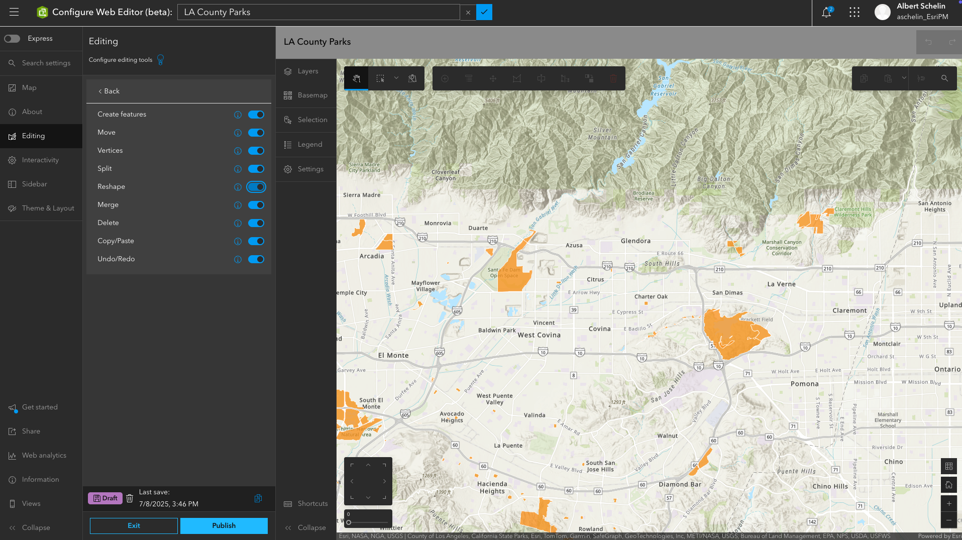 A screenshot of the configuration experience of the new Web Editor (beta) template within ArcGIS Instant Apps.